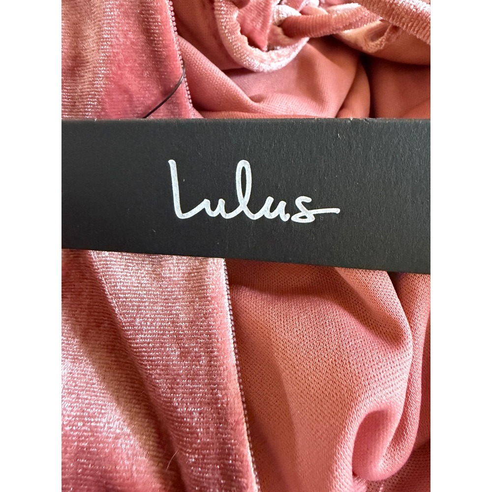 Lulus Splendidly Stunning Dusty Rose Velvet Lace Up Wide Leg Jumpsuit XS - Picture 9 of 10